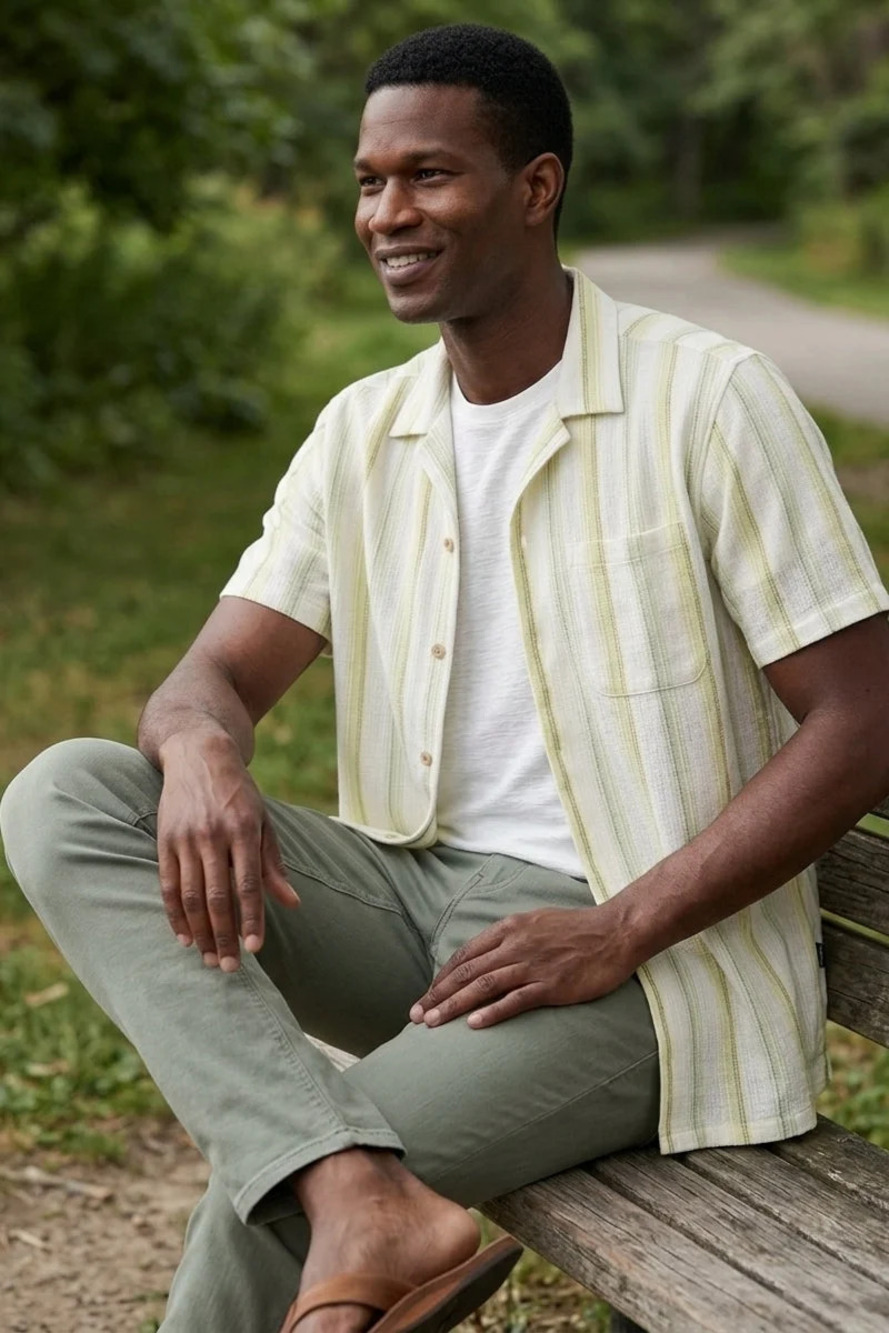 Civil Society Sage/White Striped Textured Shirt/58449